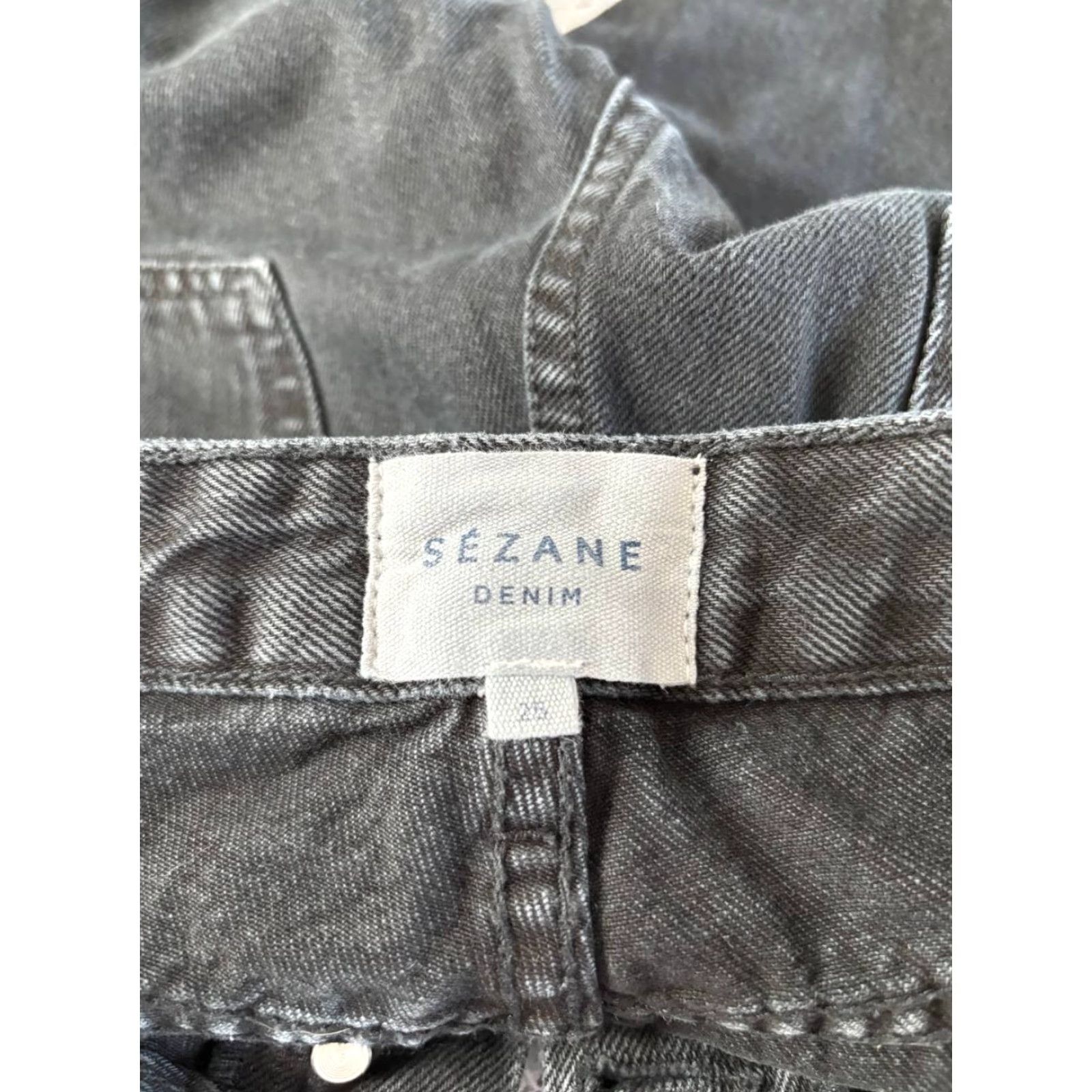 Denime Sezane Jeans Womens 25 Black Denim Cotton Straight Button Jeans Belted 5-Pocket Design Classic Vintage: No Mens Womens Girls Boys Size 42" / US 20 - 4 Thumbnail