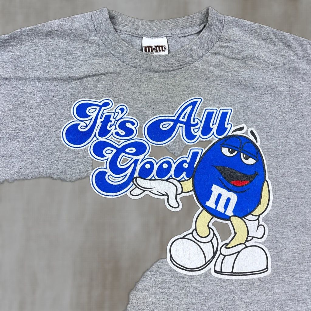 CHOCOOLATE VINTAGE M&Ms Shirt Men 2XL Gray Tee T-Shirt Cotton Jersey Graphic Print Logo Grunge All Seasons It's All Good 90s Movie TV Comics Hipster Size US XXL / EU 58 / 5 - 1 Thumbnail