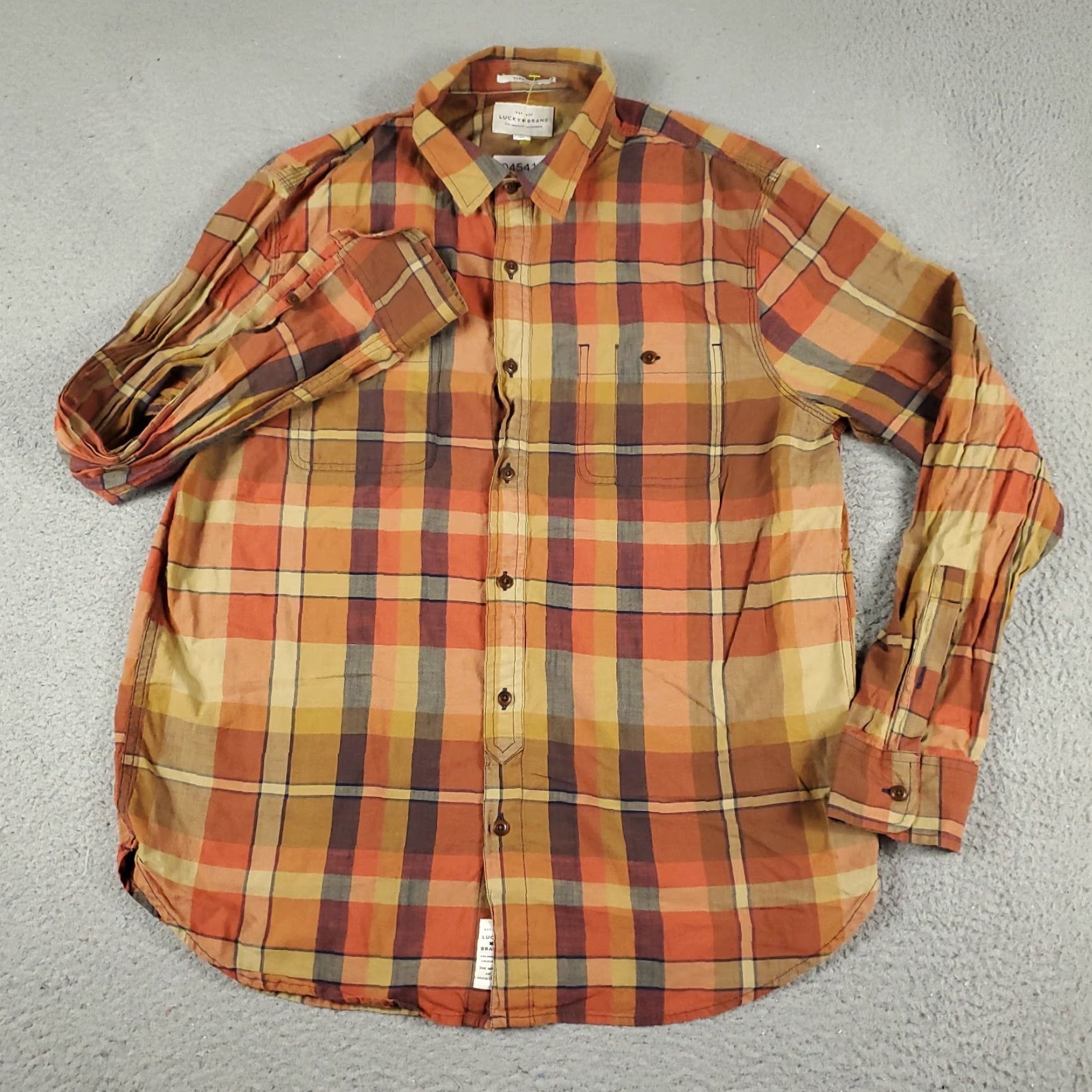 Lucky Brand Lucky Brand Button-Up Shirt Mens Large Beige Plaid Long Sleeve Casual Workwear Size US M / EU 48-50 / 2 - 2 Thumbnail