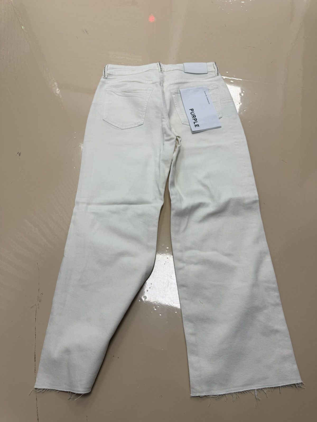 Purple Brand Slim Crop White Jeans
