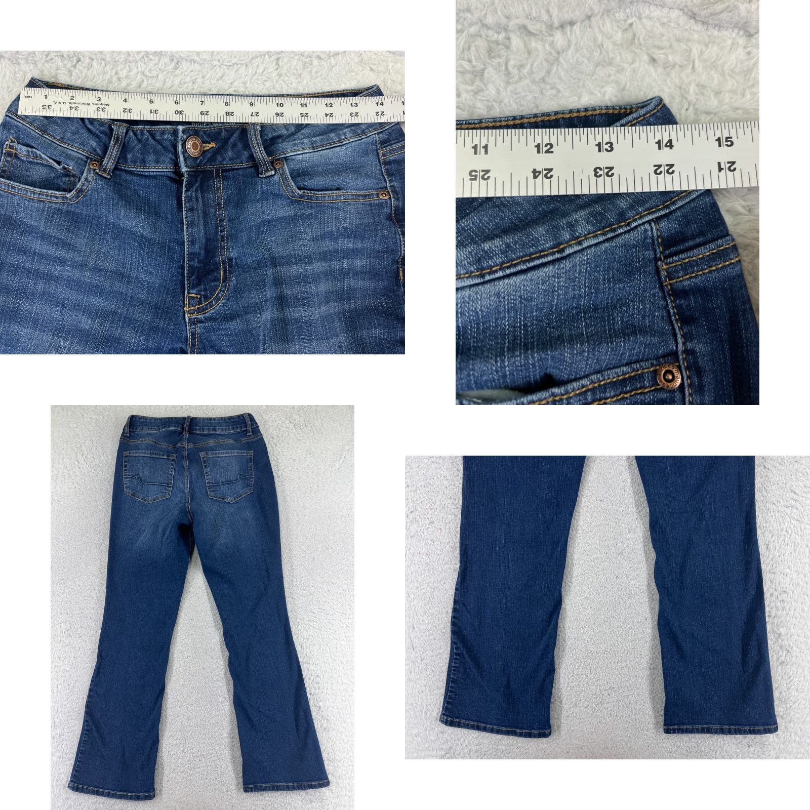 Vintage Maurices Jeans Women 8 Blue Denim Bootcut High Rise 27x30 Regular Stretch Cotton 5-Pocket Zipper Distressed Size 30" / US 8 / IT 44 - 9 Thumbnail