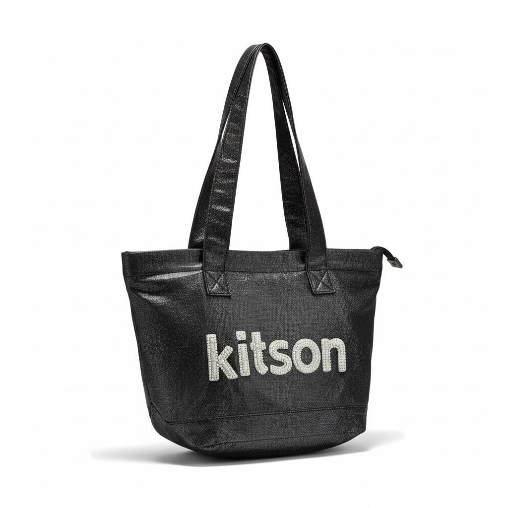 Kiton Kitson Los Angeles Beverly Hills Shiny Black Zipper Tote Size ONE SIZE - 1 Thumbnail