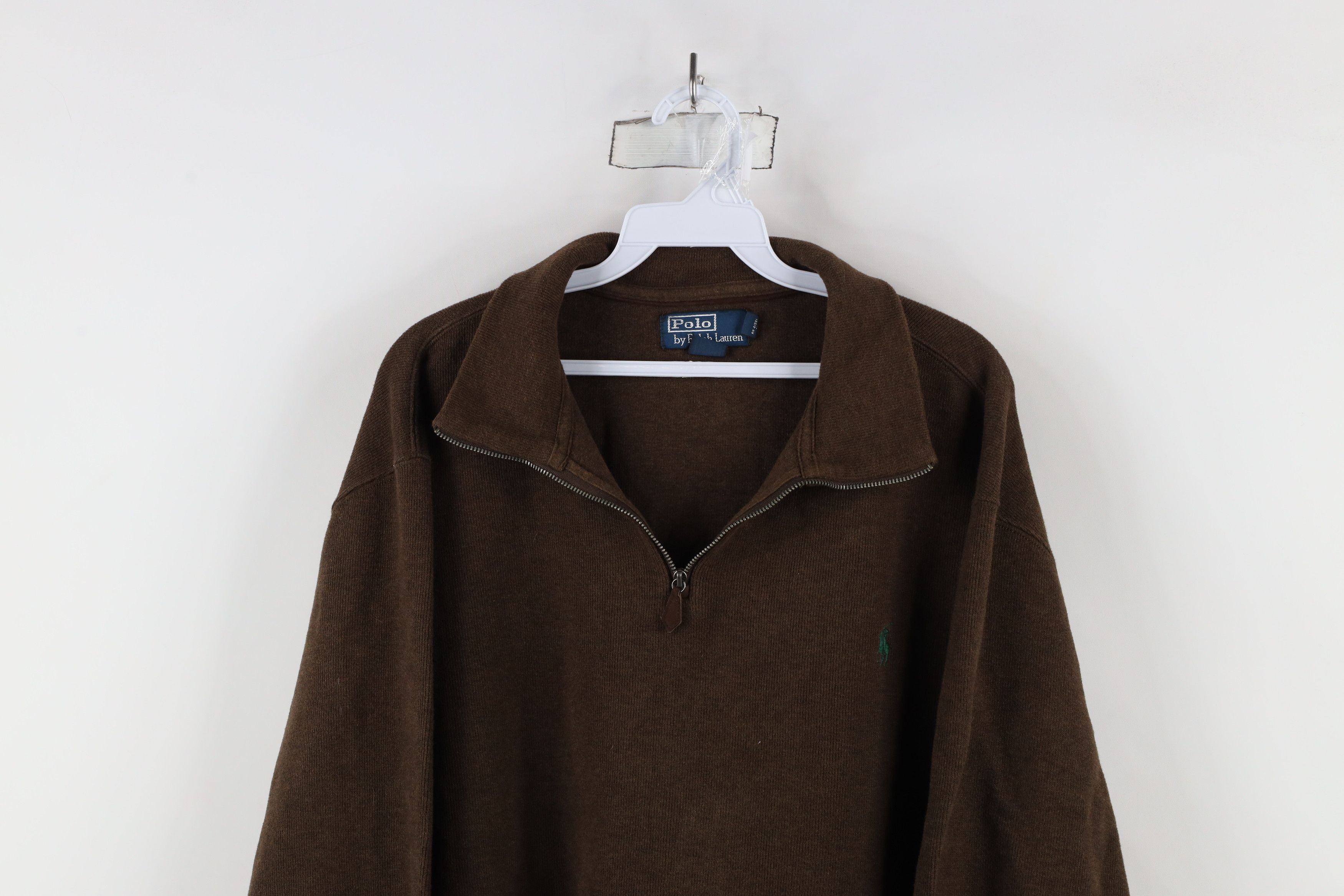 Ralph Lauren × Vintage Vintage 90s Ralph Lauren Ribbed Knit Half Zip Sweater Brown Size US XXL / EU 58 / 5 - 2 Thumbnail