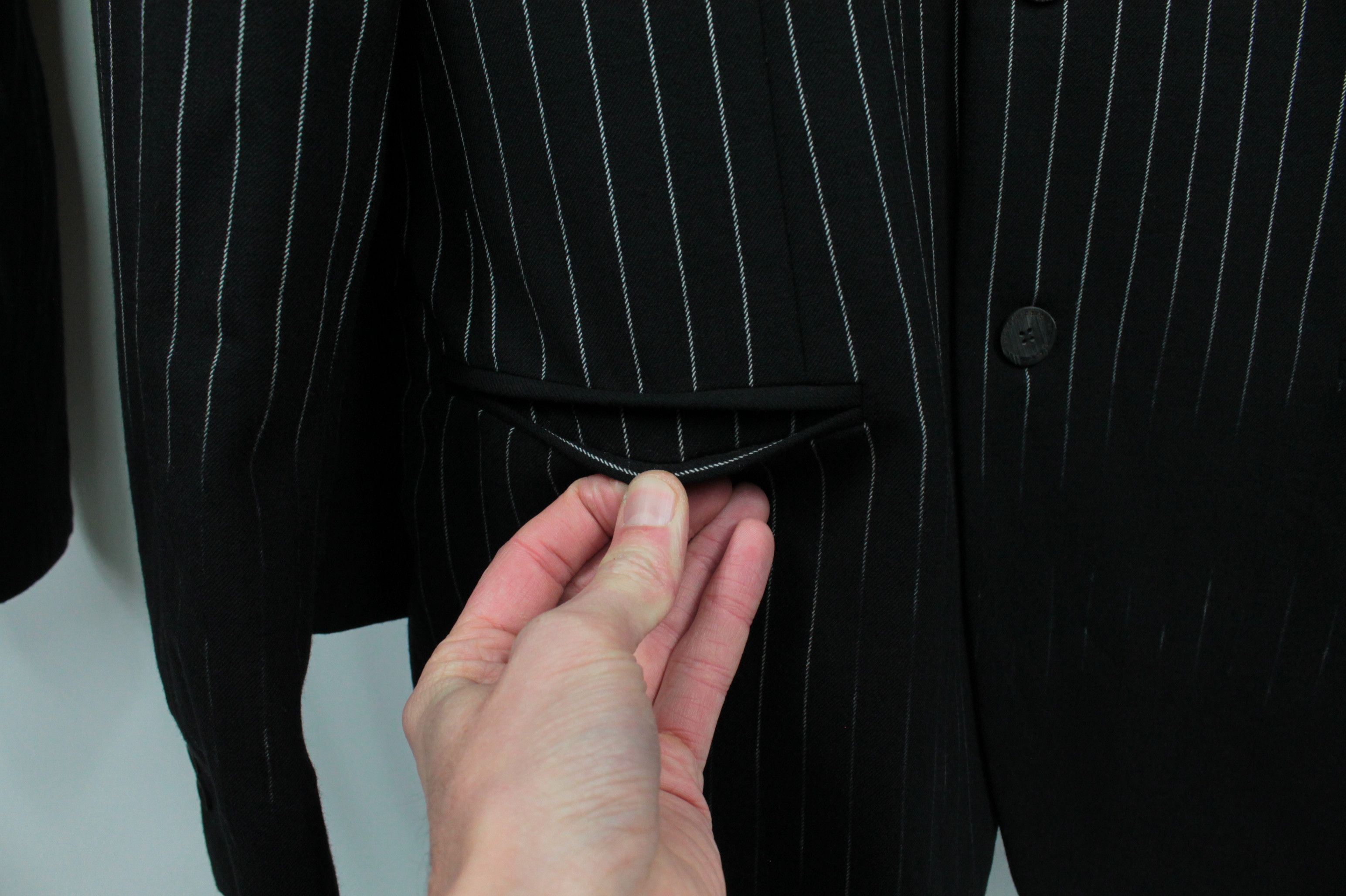 Roberto Cavalli Roberto Cavalli Class Black Stripped Women's Wool Suit Size 42L - 4 Thumbnail