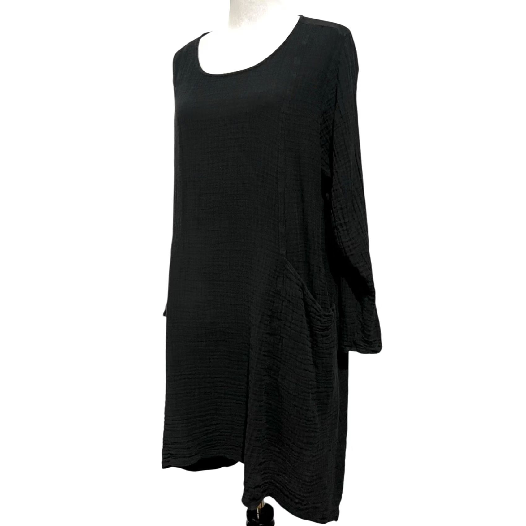 Vintage Shannon Passero Dress Tunic Black 100% Cotton Long Sleeve Sz L Gauzy Vintage? No Size L / US 10 / IT 46 - 2 Thumbnail