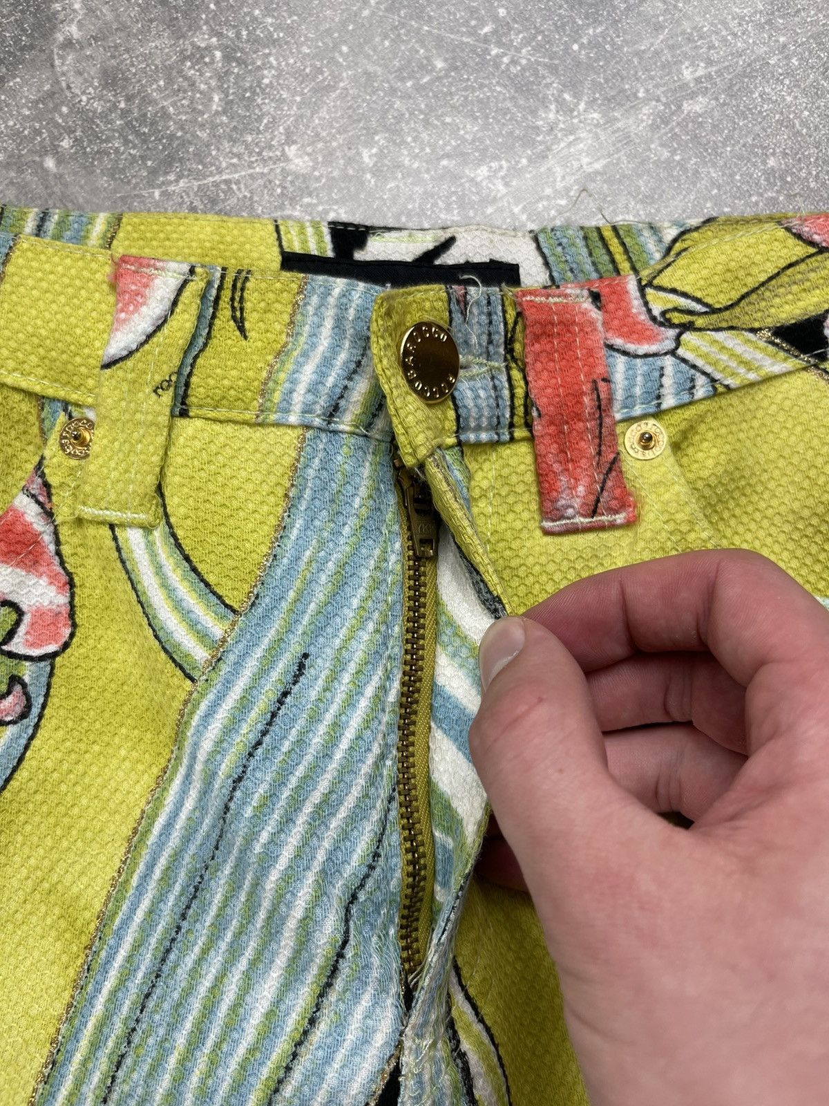 Other Rocco Barocco Tropical Y2K Leopard Zebra Floral Flared Pants Size 28" / US 6 / IT 42 - 12 Thumbnail
