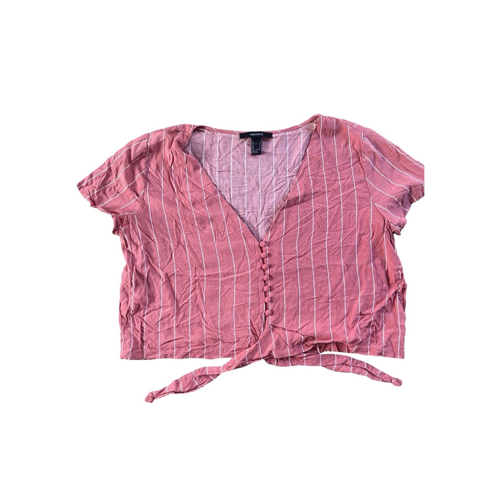 Forever 21 Forever21 Pink Cropped Blouse LG Size L / US 10 / IT 46 - 1 Thumbnail