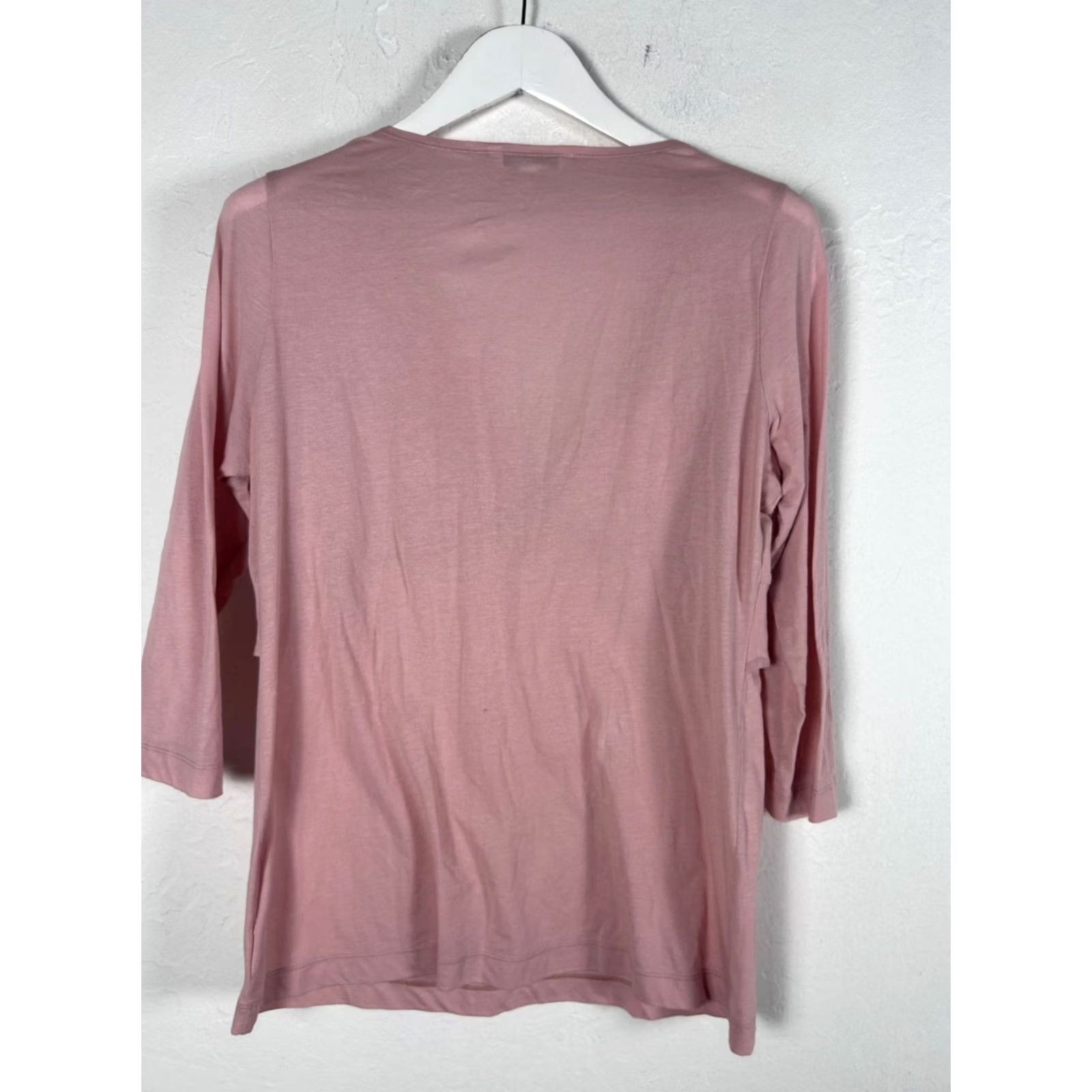 Vintage Cabi Womens Pink Knot Front 3/4 Sleeve Top XL Cotton Blend Stretch Casual Shirt Women Size XL / US 12-14 / IT 48-50 - 2 Thumbnail