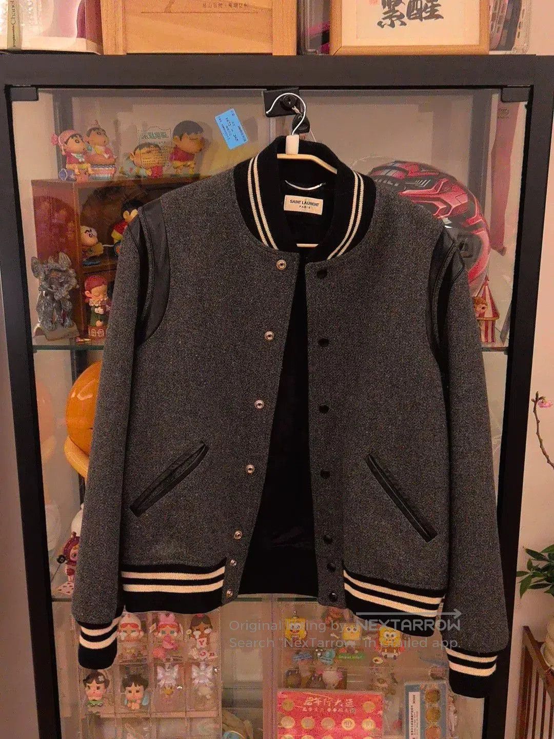 Saint Laurent Paris Saint Laurent Gray Wool Leather Sleeve Jacket. Size US L / EU 52-54 / 3 - 5 Thumbnail