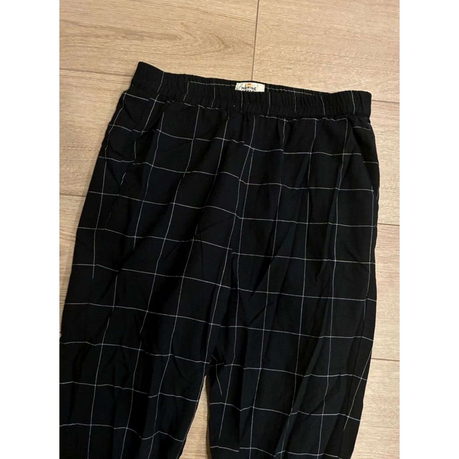 Marine Layer Marine Layer Pants Women Allison Black Windowpane Pull On Tencel Size S Size 28" / US 6 / IT 42 - 2 Thumbnail