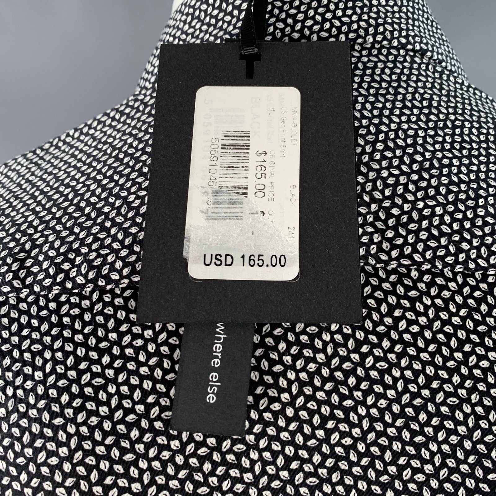 Ted Baker Blolet Black White Leaves Cotton Spread Collar Long Sleeve Size US S / EU 44-46 / 1 - 5 Thumbnail