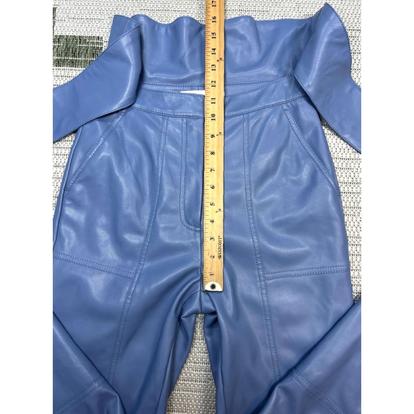 Jonathan Simkhai Jonathan Simkhai Tessa Faux Leather Pants Womens 2 Blue Mid Rise Straight Leg Size 26" / US 2 / IT 38 - 5 Thumbnail