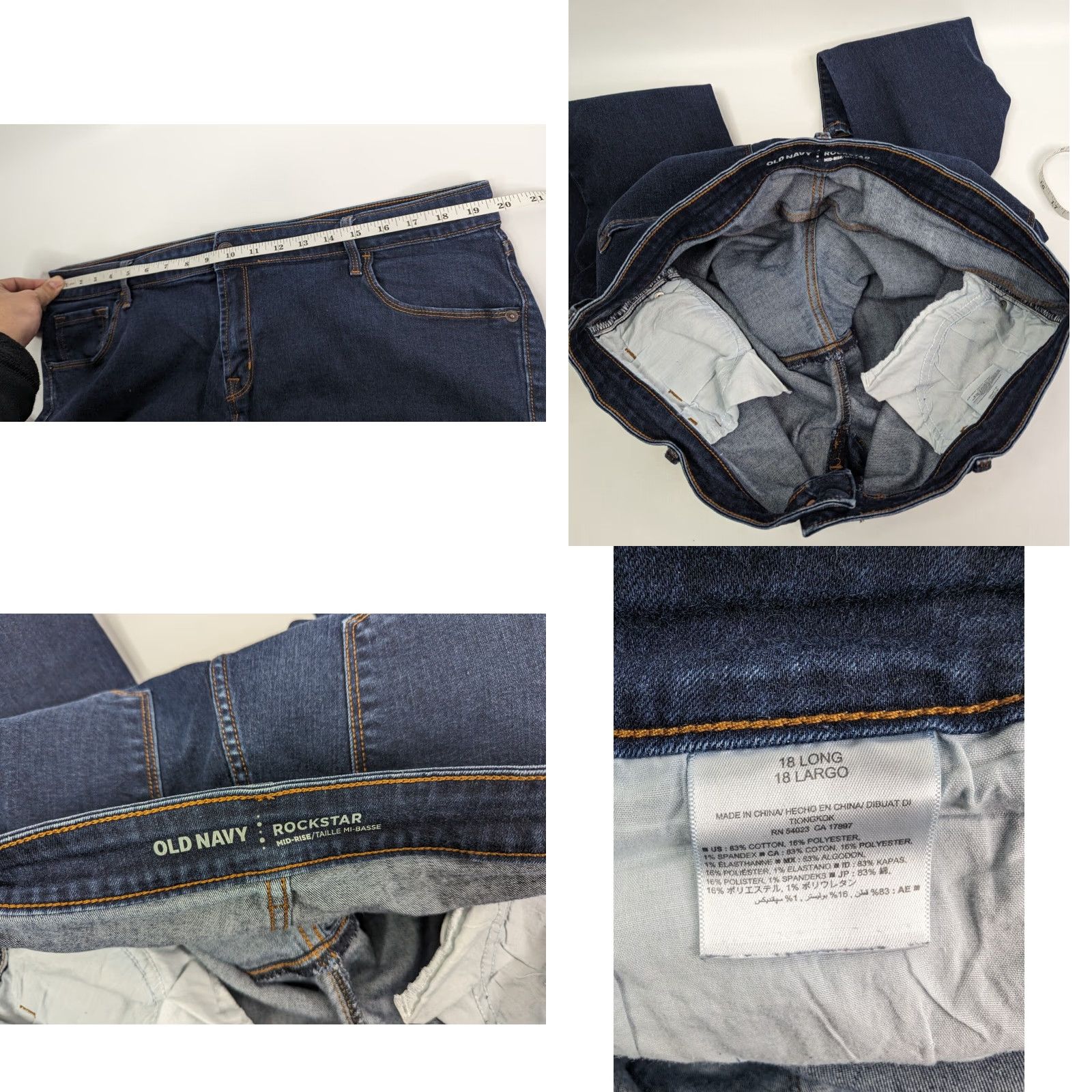 Old Navy Old Navy Women's Jeans 18 Long Black Skinny Rockstar High Rise Stretch Denim Size 40" / US 18 - 8 Thumbnail