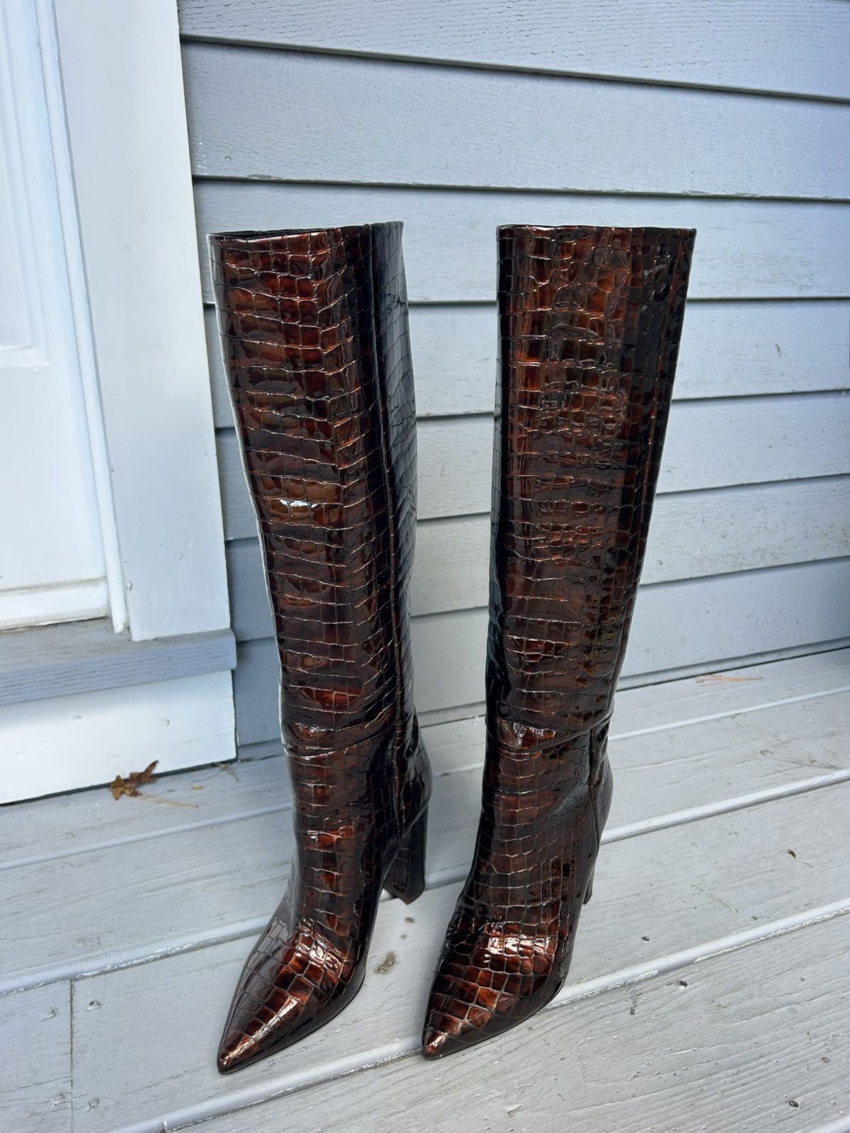 Other Vero Cuoio Crocodile Patterned Heeled Boots Size US 7 / IT 37 - 2 Thumbnail