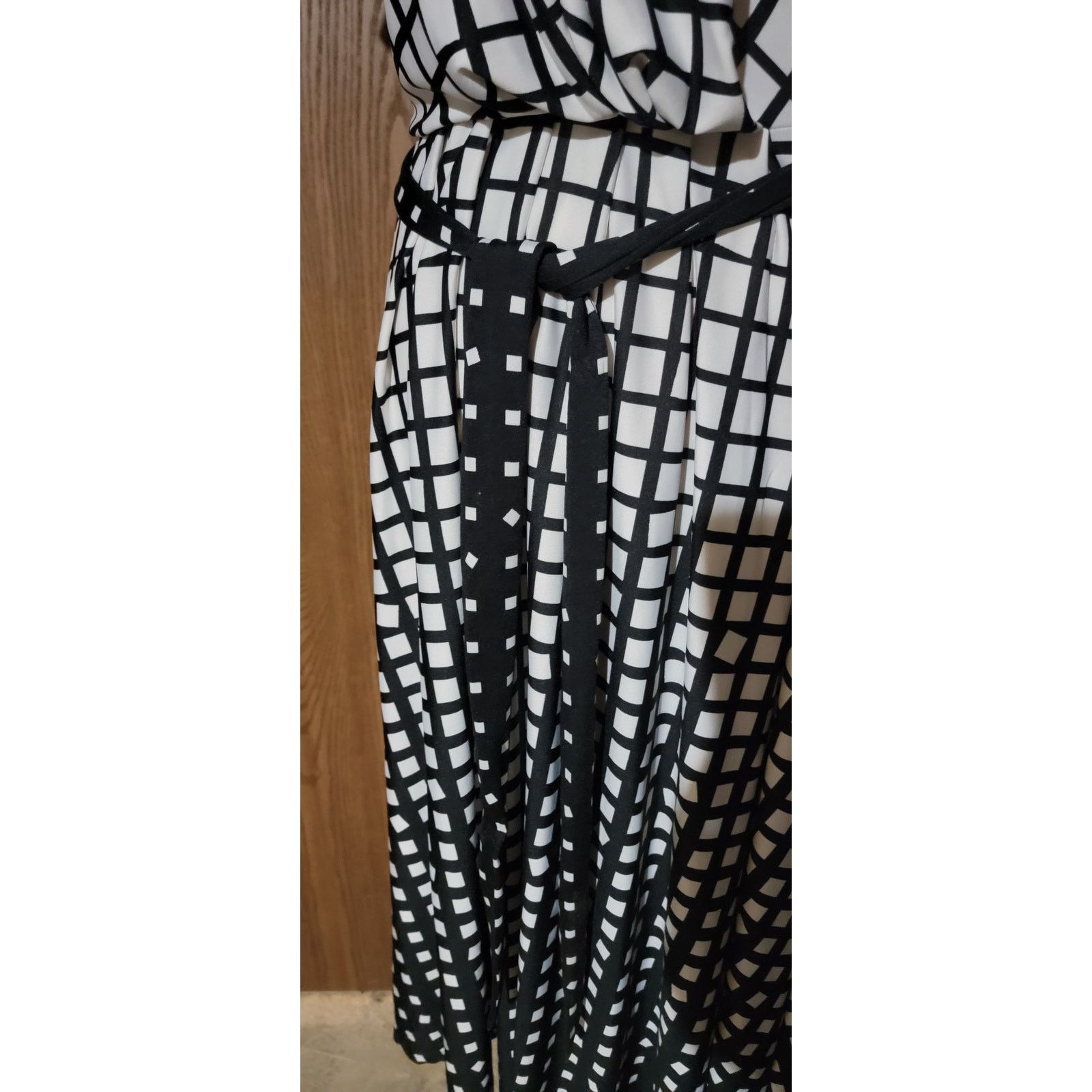 The Unbranded Brand Cocomo’ Black n White Checked Wrap Dress - Medium Size M / US 6-8 / IT 42-44 - 6 Thumbnail