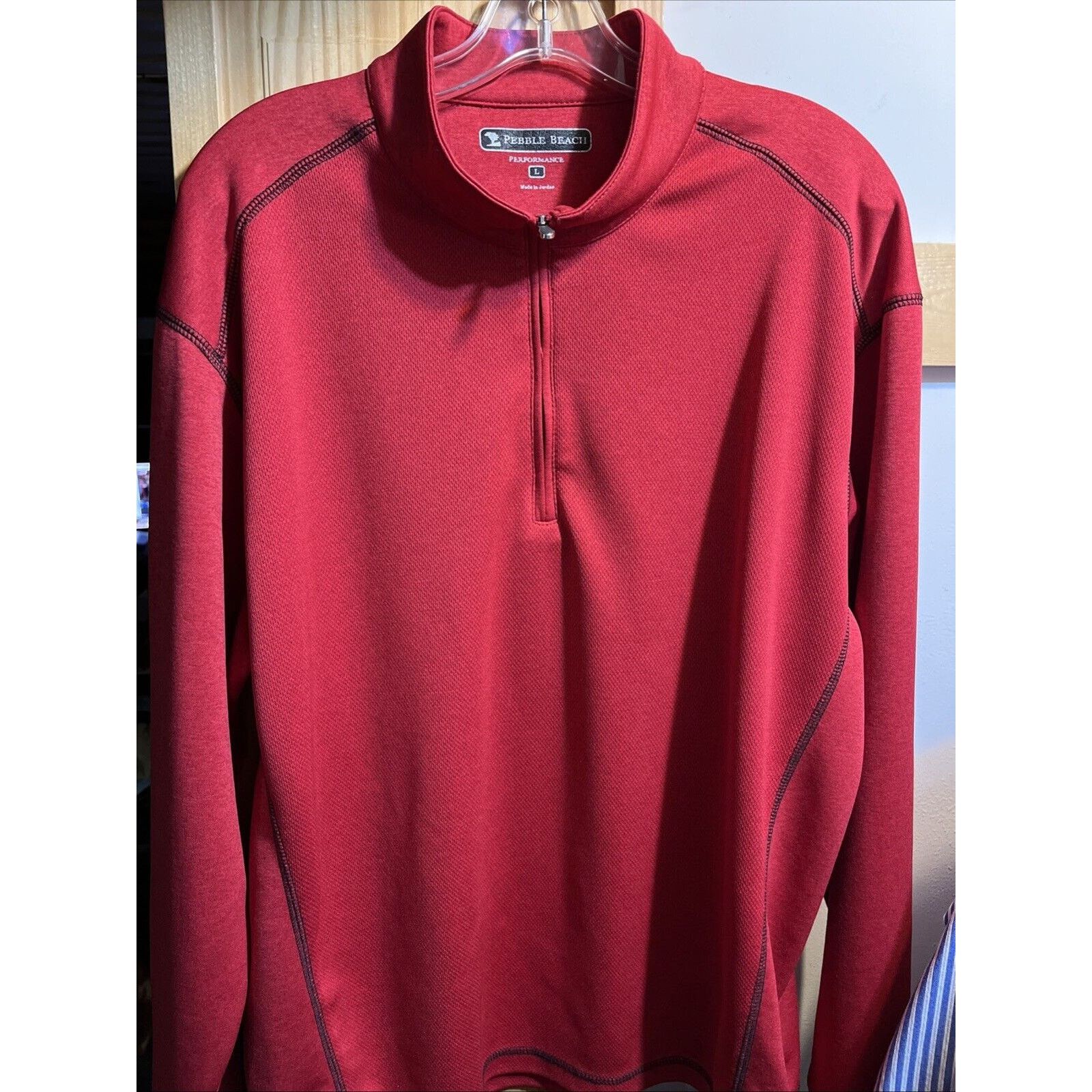 Lone Cypress By Pebble Beach Pebble Beach Performance Men’s L Red LS 1/4 Zip Windbreaker Size US L / EU 52-54 / 3 - 5 Thumbnail