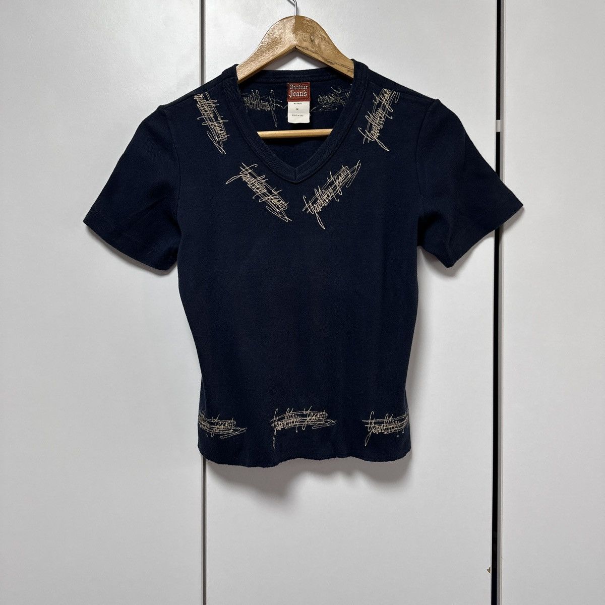 Jean Paul Gaultier JEAN PAUL-GAULTIER - Embroidered navy crop top Size M / US 6-8 / IT 42-44 - 1 Thumbnail