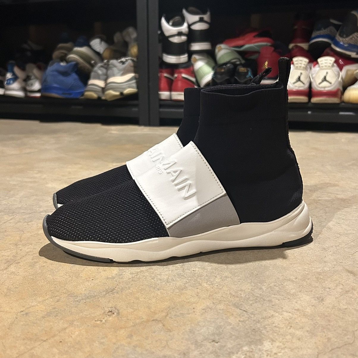 Balmain Balmain Cameron Knit High Top Sneakers US 8 Black/White Size US 8 / EU 41 - 1 Thumbnail