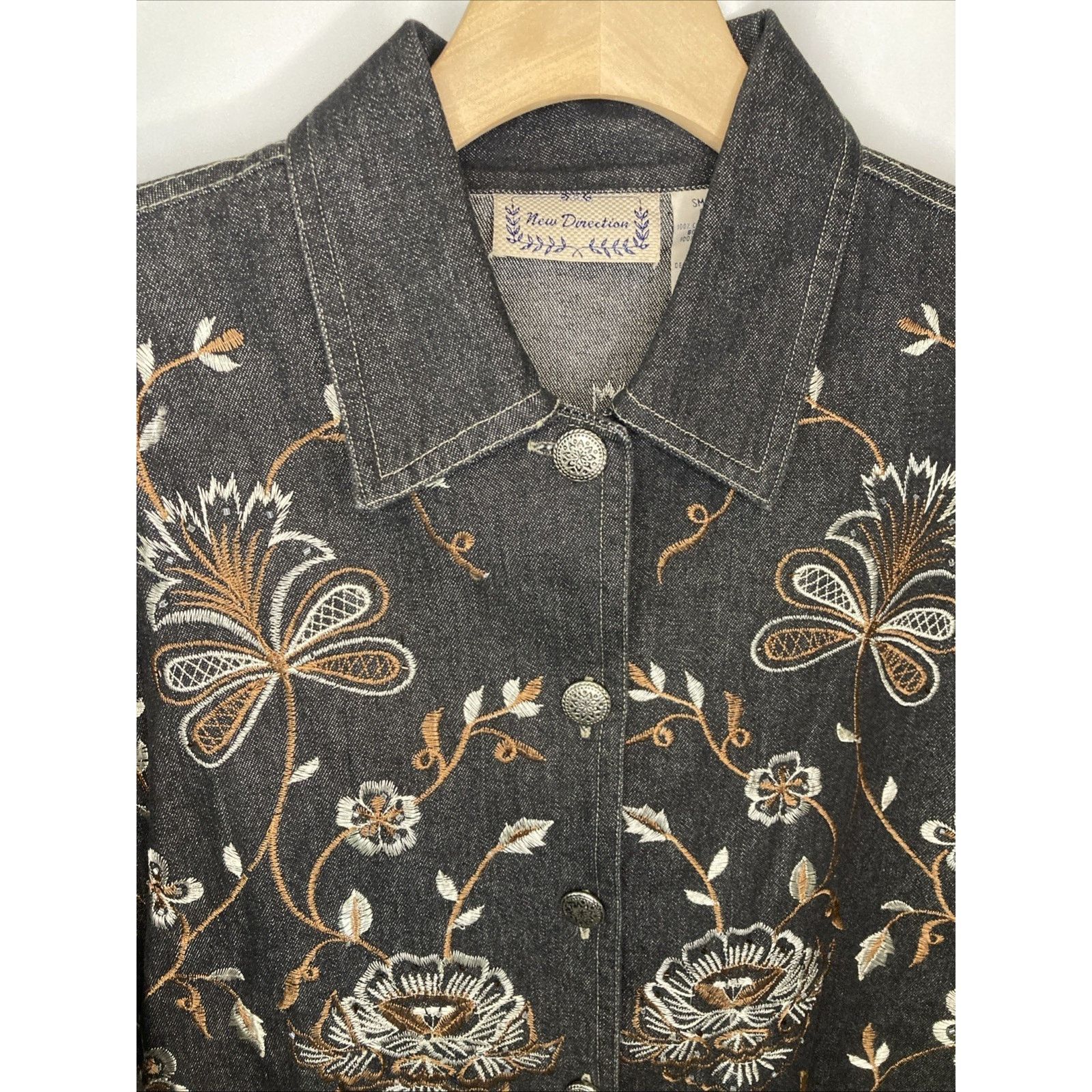 Other Vintage Embroidered Denim Jacket Y2K Floral Boho Women's S Size S / US 4 / IT 40 - 3 Thumbnail