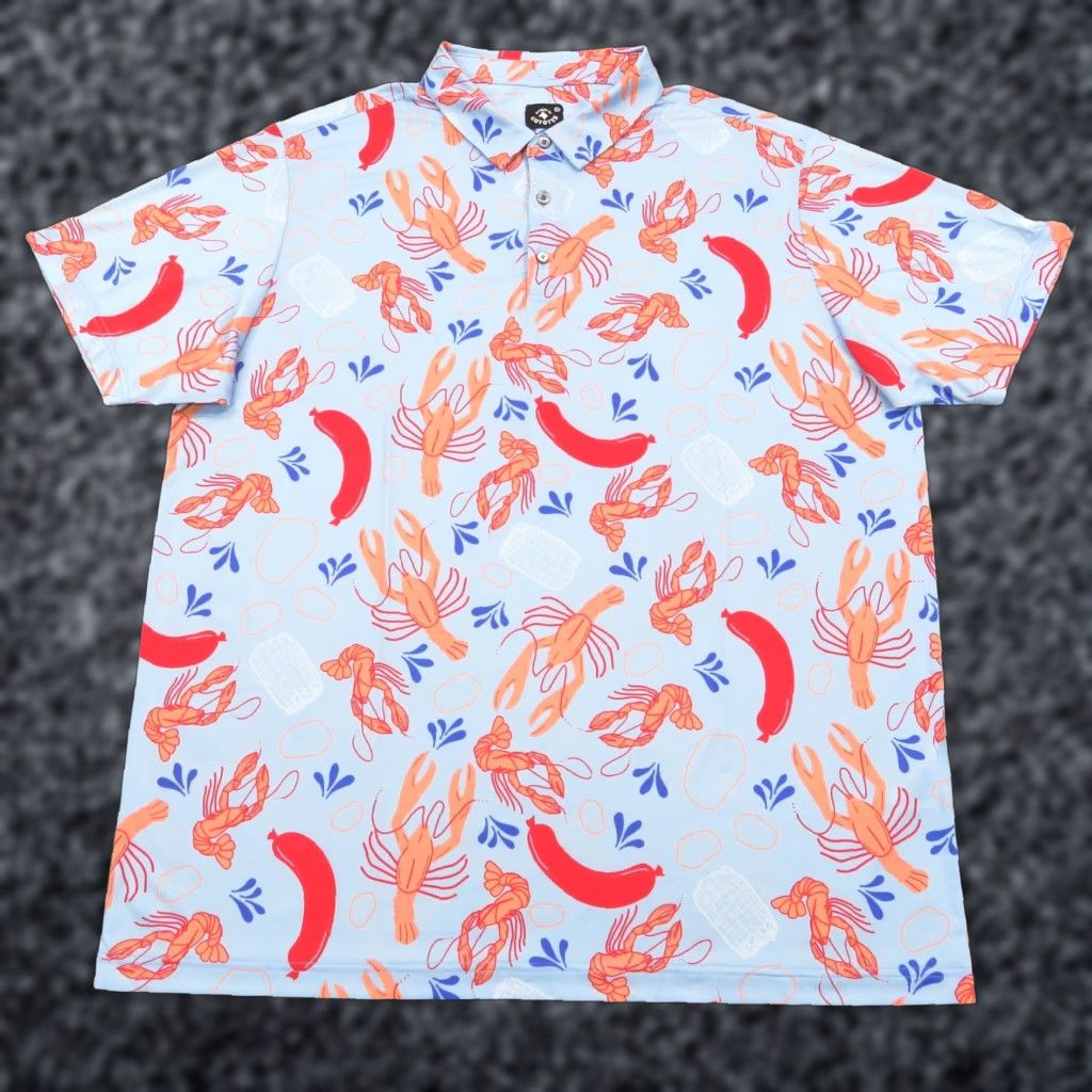 Vintage Raised By Coyotes Polo XXL Blue Southern Low Country All Over Performance Golf Size US XXL / EU 58 / 5 - 1 Thumbnail