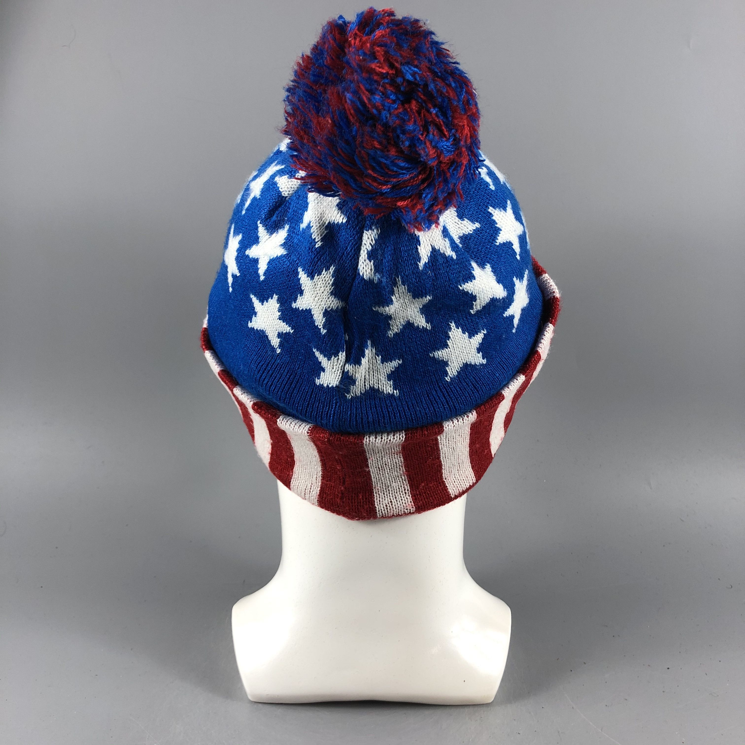 Vintage Unknown American Flag Bobble Beanie Snow Hat Snow Cap -D767 Size ONE SIZE - 2 Thumbnail