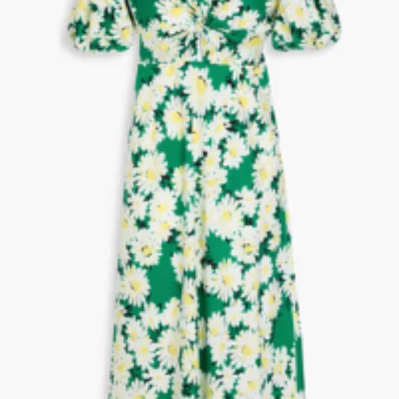 Diane von Furstenberg Majorie twisted floral print cotton poplin midi dress Size L / US 10 / IT 46 - 5 Thumbnail
