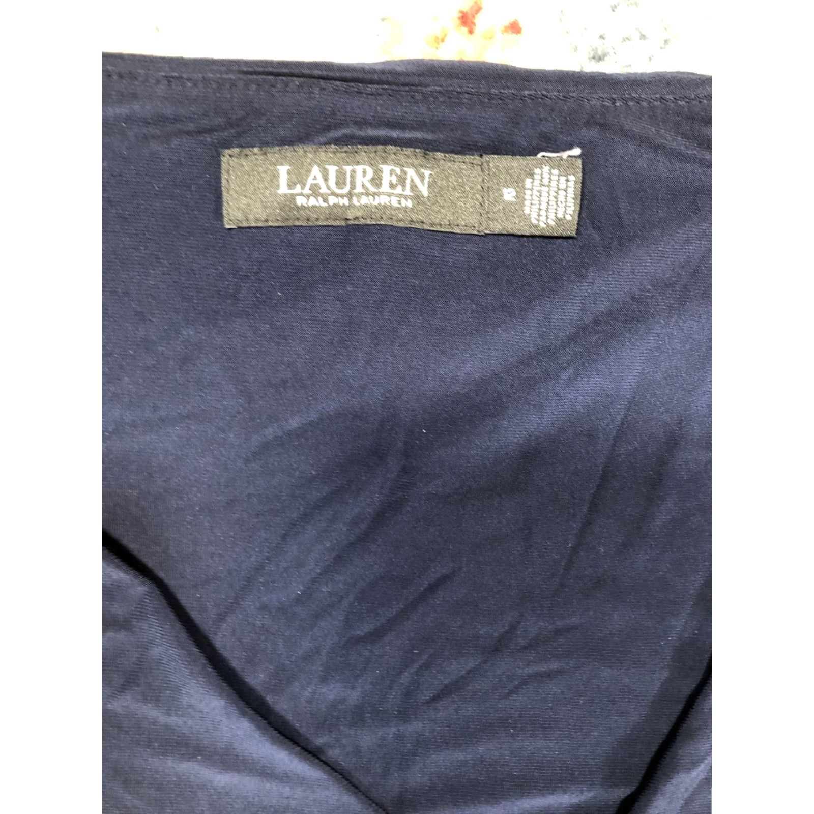 Ralph Lauren Lauren Ralph Lauren Dress Womens 12 Navy Blue Wrap Maxi Jersey V Neck 3/4 Sleeve Size XL / US 12-14 / IT 48-50 - 5 Thumbnail