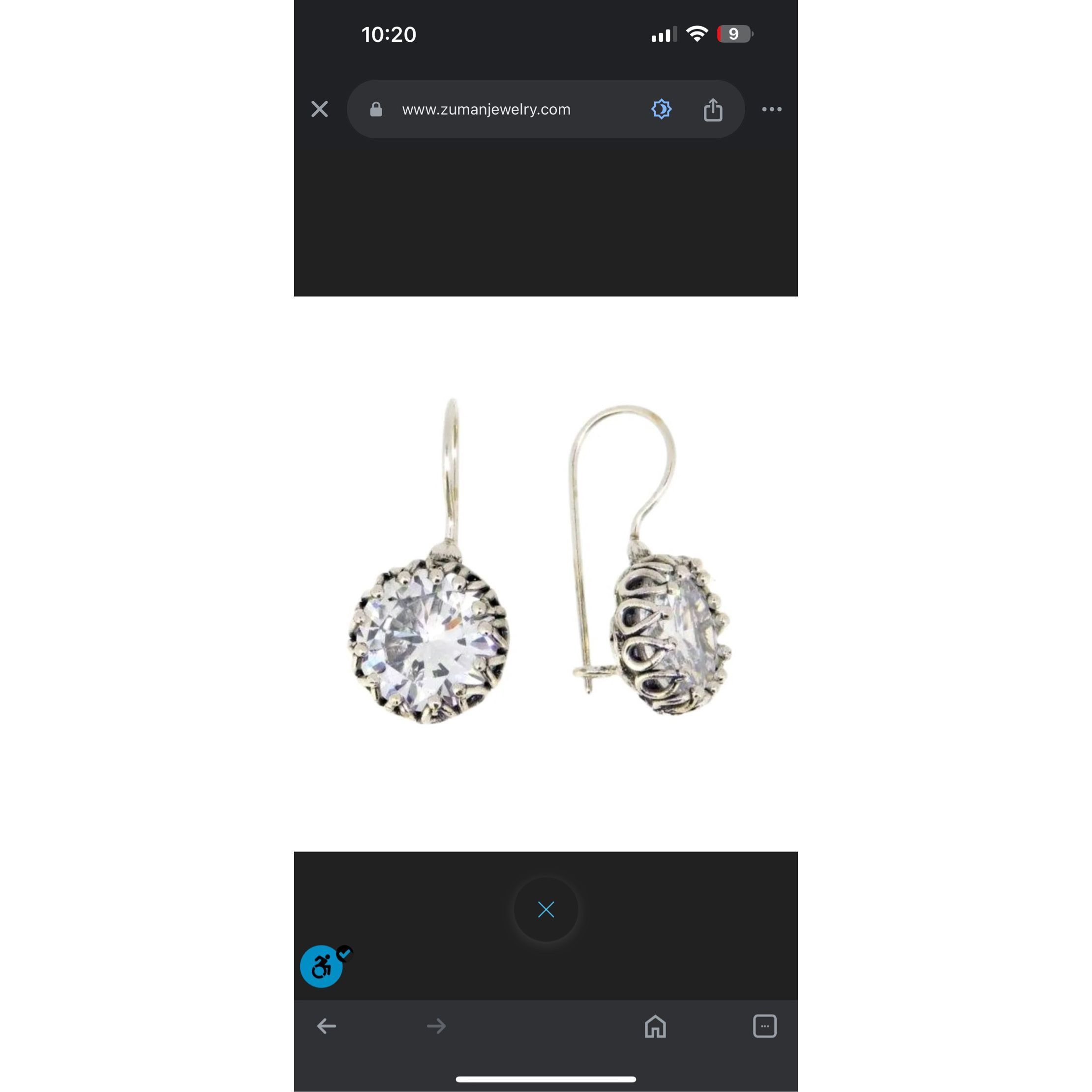 Sterling Silver ZUMAN JEWELRY 925 Sterling Silver & Large Cubic Zirconia CZ Size ONE SIZE - 1 Thumbnail