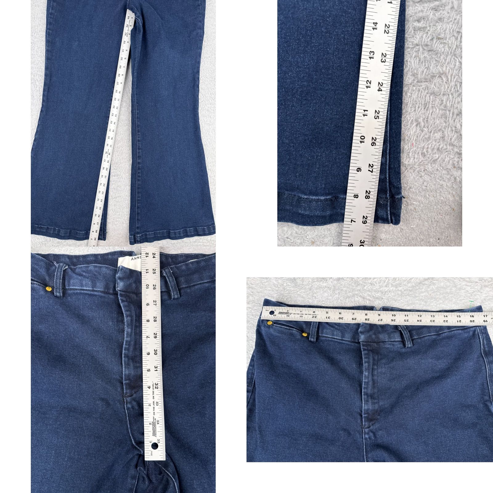 Anne Klein Anne Klein Jeans Womens 16 Blue Denim Flared Dark Wash Mid Rise Cotton 34x29 Size 38" / US 16 / IT 52 - 8 Thumbnail