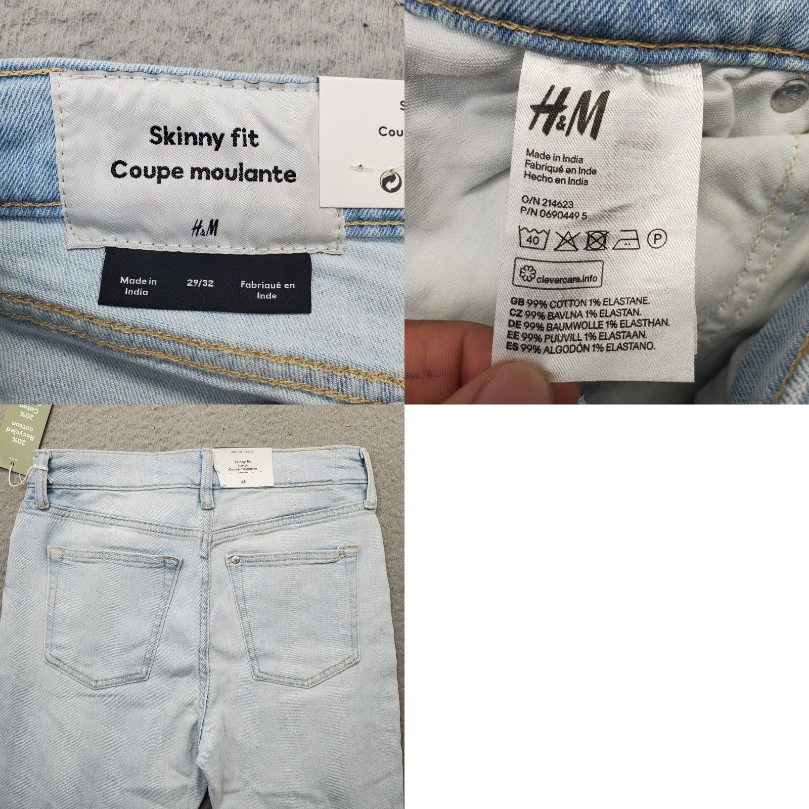 H&M H&M Skinny Jeans Womens Size 29 Blue Denim Stretch 5-Pocket Design Jeans Womens Size 29 blue denim stretch Distressed 5-Pocket H&M Womens Jeans Size 29" - 8 Thumbnail