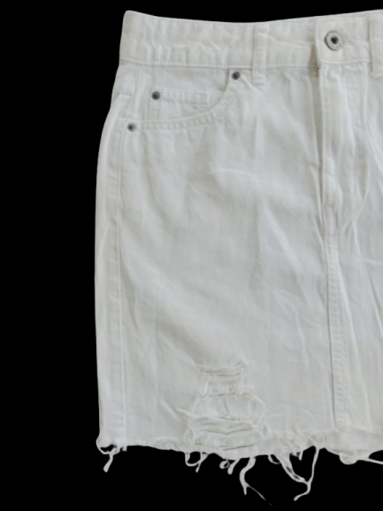 Bershka BERSHKA Distressed Style Mini Skirt White Colour Size 28" / US 6 / IT 42 - 5 Thumbnail