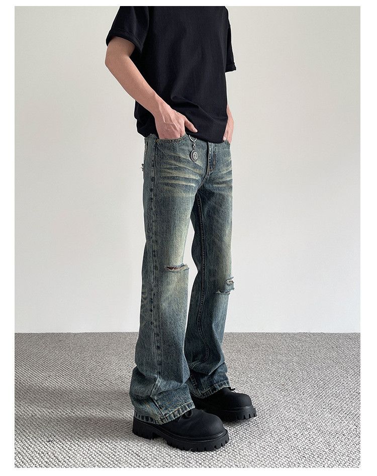 Japanese Brand × Jean Vintage distressed cleanfit straight flared ripped jeans Size US 32 / EU 48 - 1 Thumbnail