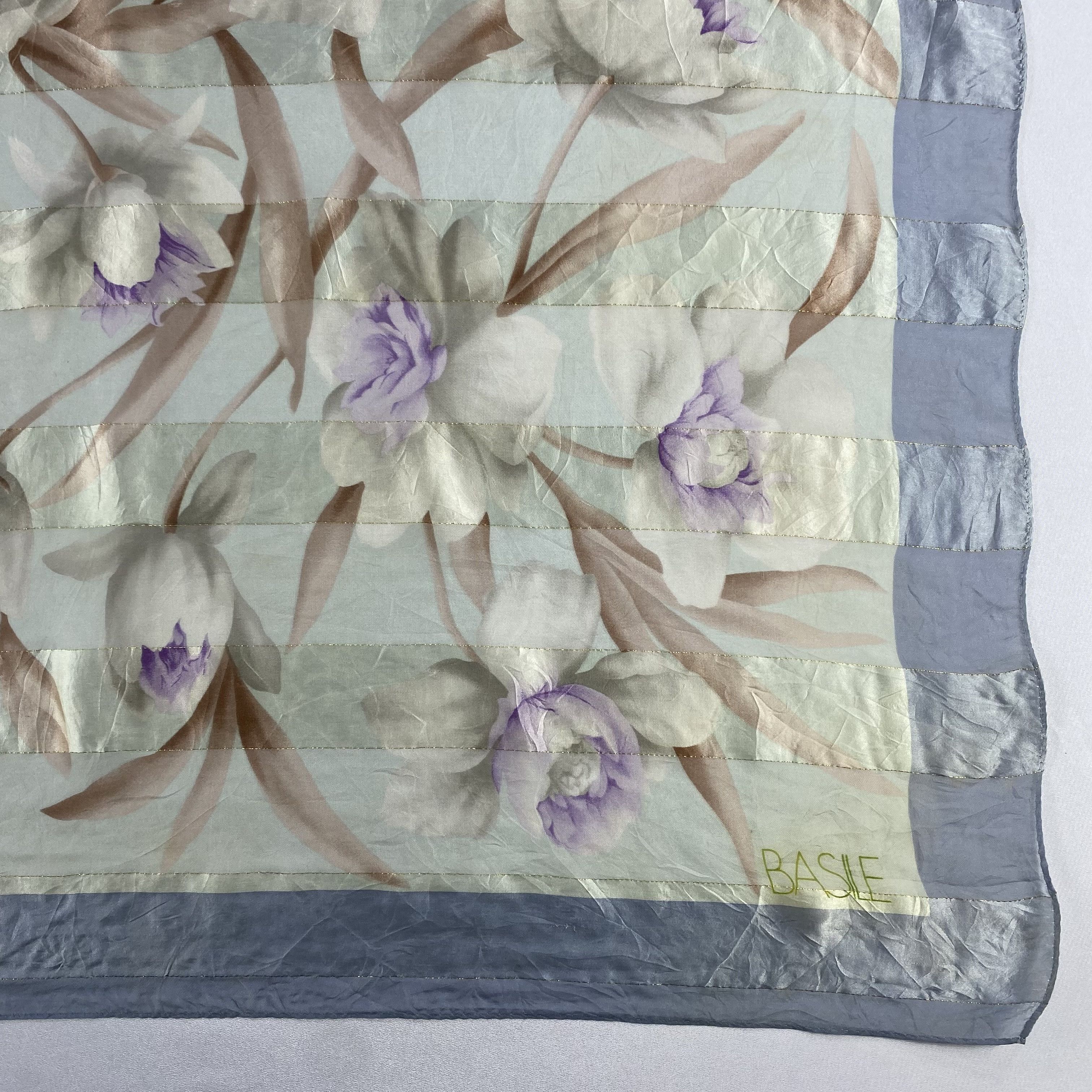 Japanese Brand × Vintage Vintage Japanese Brand Silk Scarf Hand Rolled Floral SS061 Size ONE SIZE - 2 Thumbnail