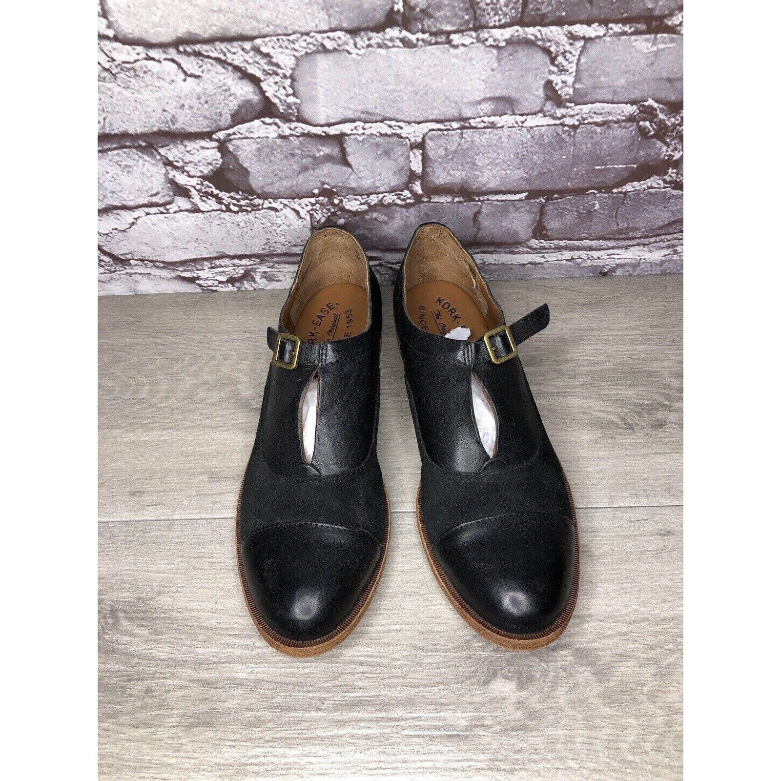 Other Kork Ease Niseda Black Leather Suede Monk Strap Oxfords Shoe Size US 8 / IT 38 - 2 Thumbnail