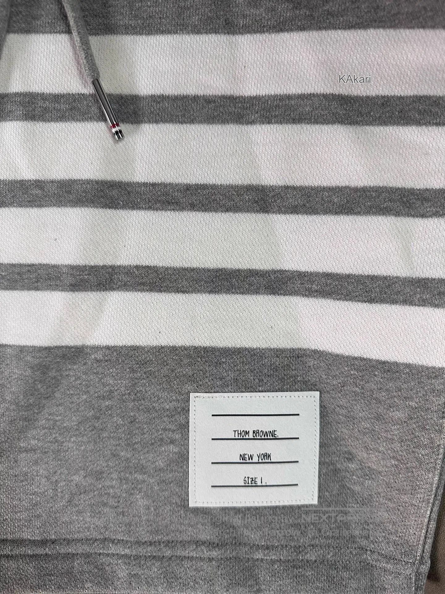 Thom Browne Gray Striped Casual Shorts with Drawstring. Size US 34 / EU 50 - 3 Thumbnail