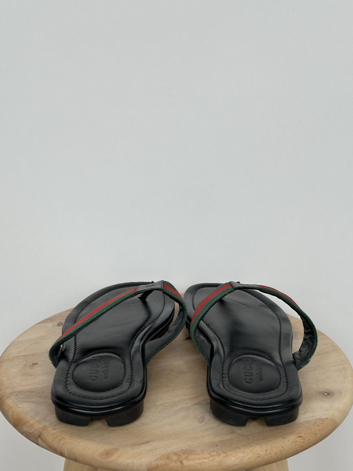 Gucci Gucci Black Leather Web Trimm Stripe Sandals interlocking Size US 10 / IT 40 - 5 Thumbnail