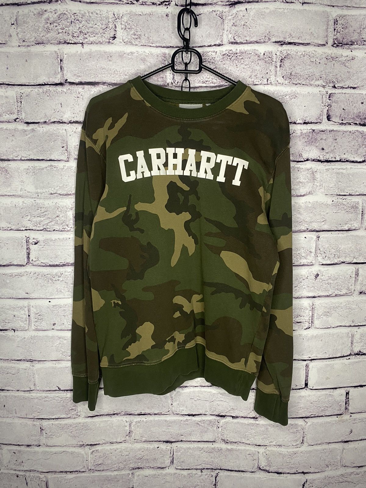 Men's carhartt overprint camo sweatshirt drill y2k