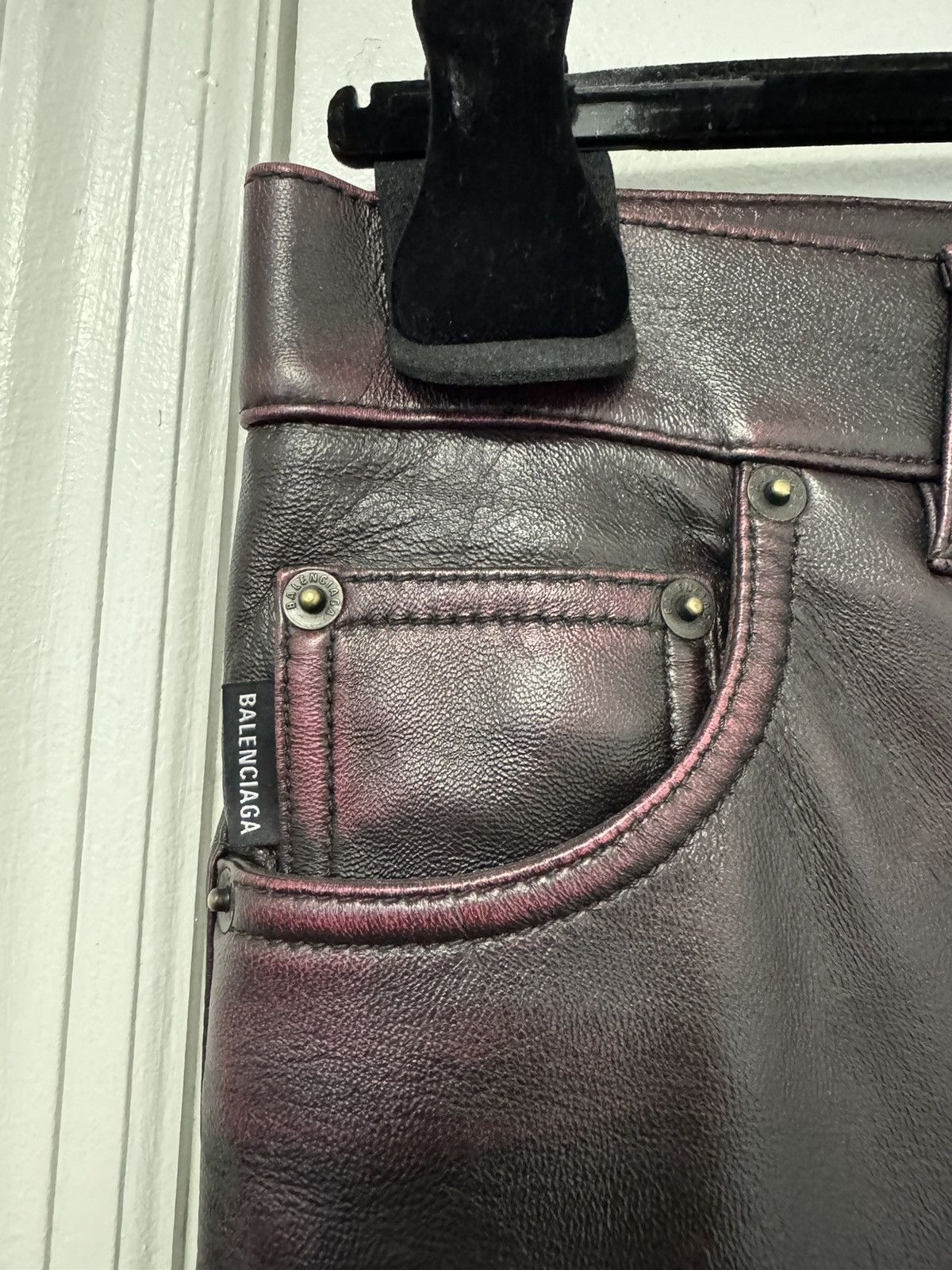 Balenciaga Balenciaga Silk Lined Leather Pants Size US 31 - 5 Thumbnail