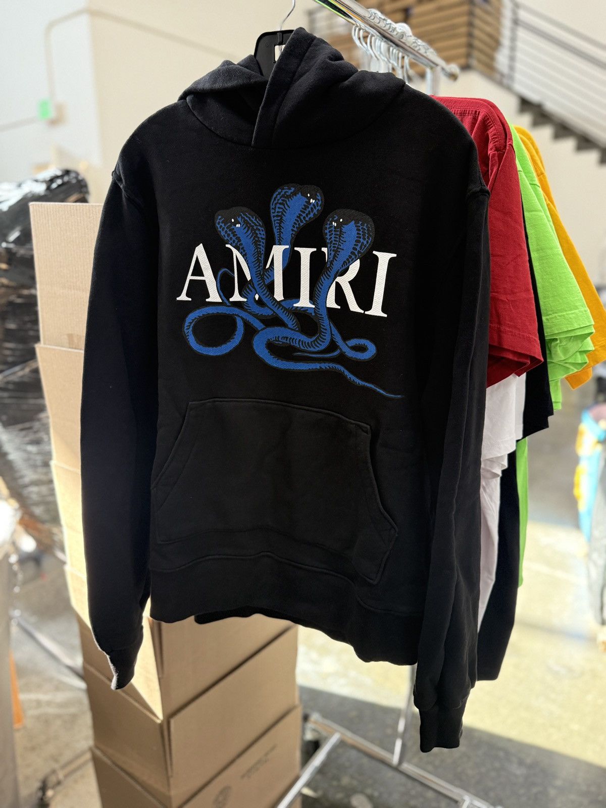 Amiri AMIRI POISON HOODIE BLUE/BLACK SIZE M NWT | Grailed