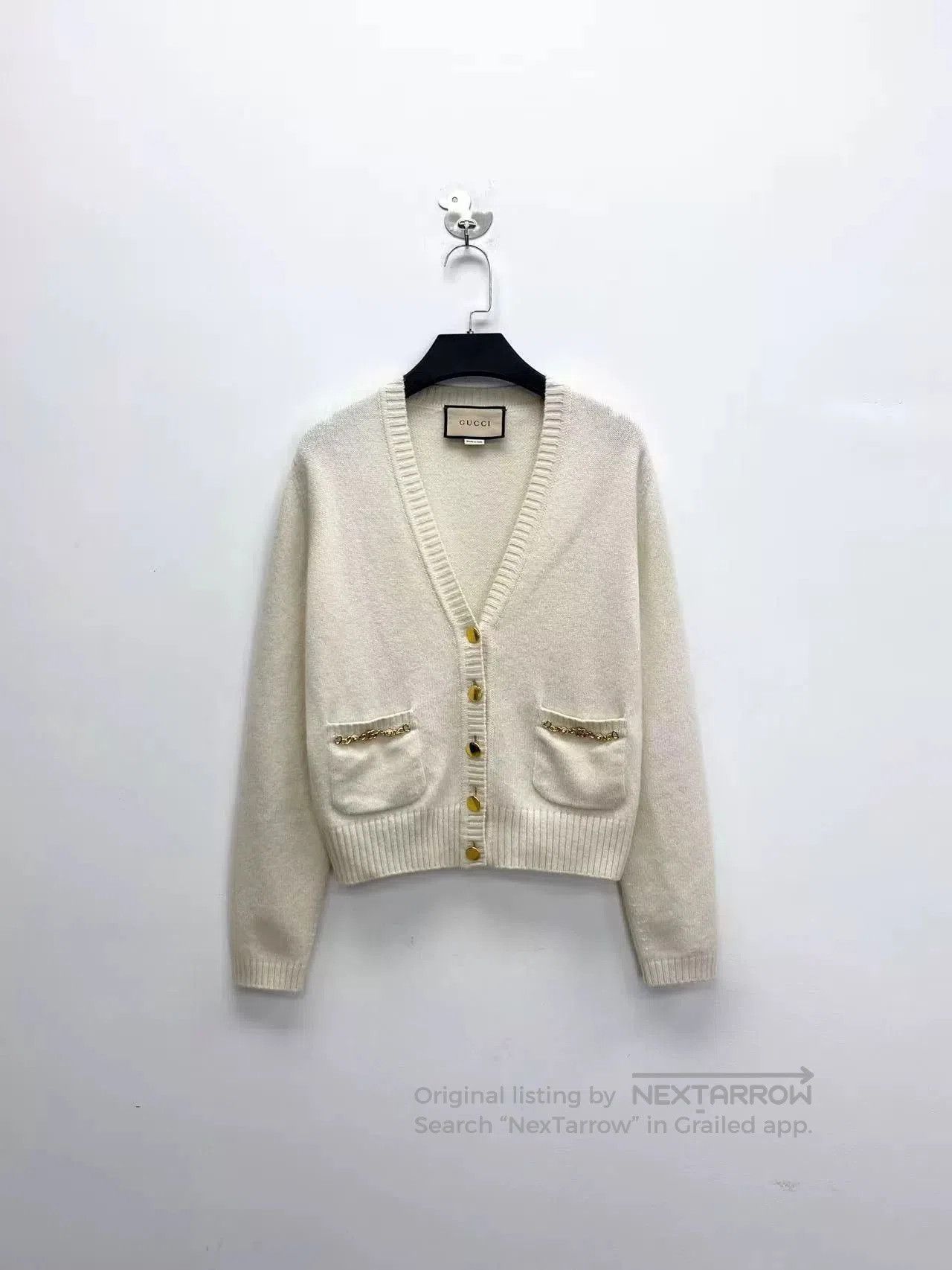 Gucci gucci ivory cashmere short cardigan with gold buttons. Size XS / US 0-2 / IT 36-38 - 1 Thumbnail