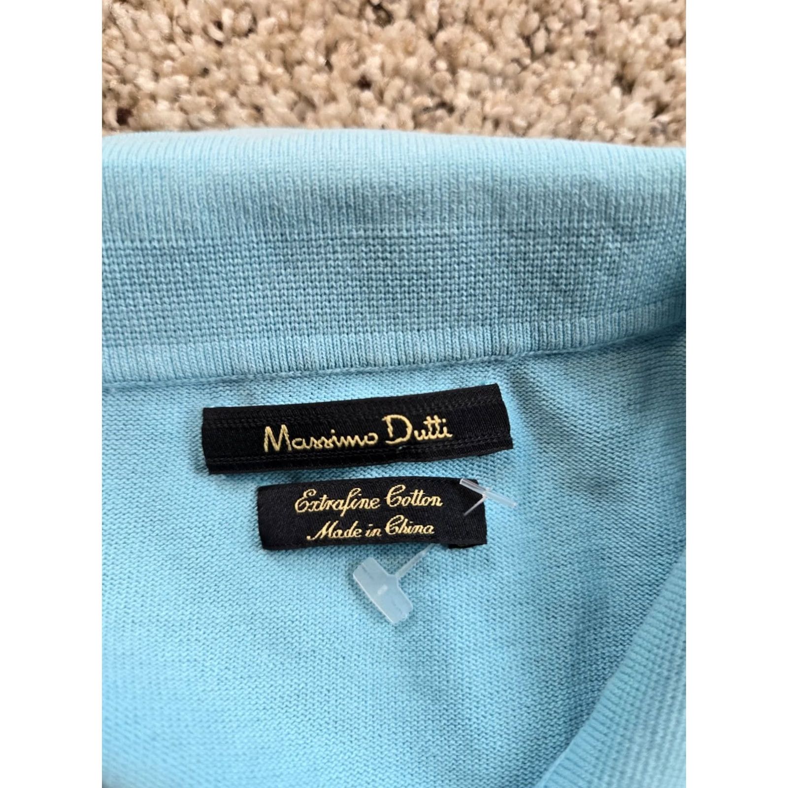 Massimo Dutti Massimo Dutti Polo Shirt Mens XL Blue Knit Short Sleeve Pullover Cotton Size US XL / EU 56 / 4 - 3 Thumbnail