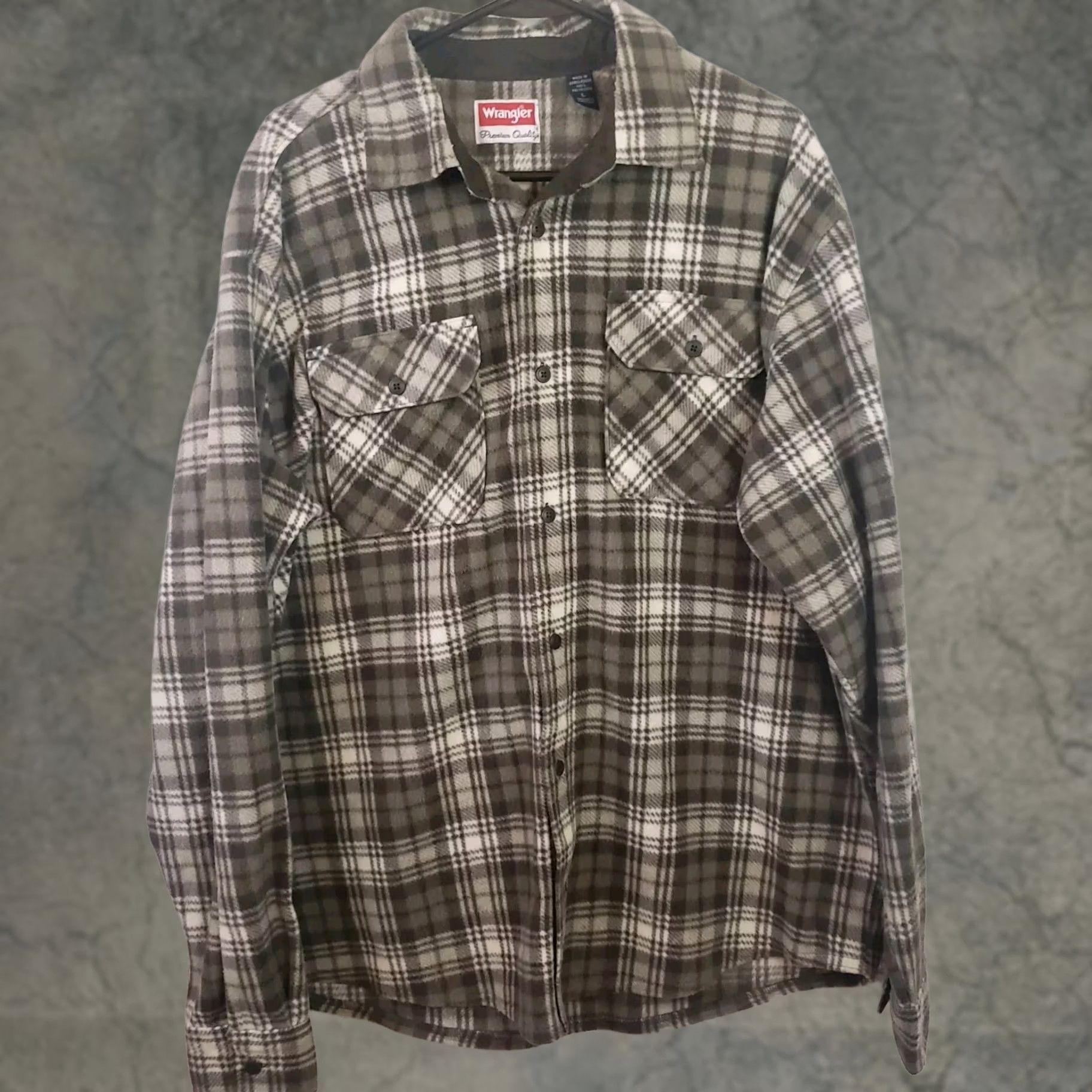 Wrangler Wrangler Shirt Mens Large Brown Plaid Fleece Flannel Button Up Shacket Size US L / EU 52-54 / 3 - 1 Thumbnail