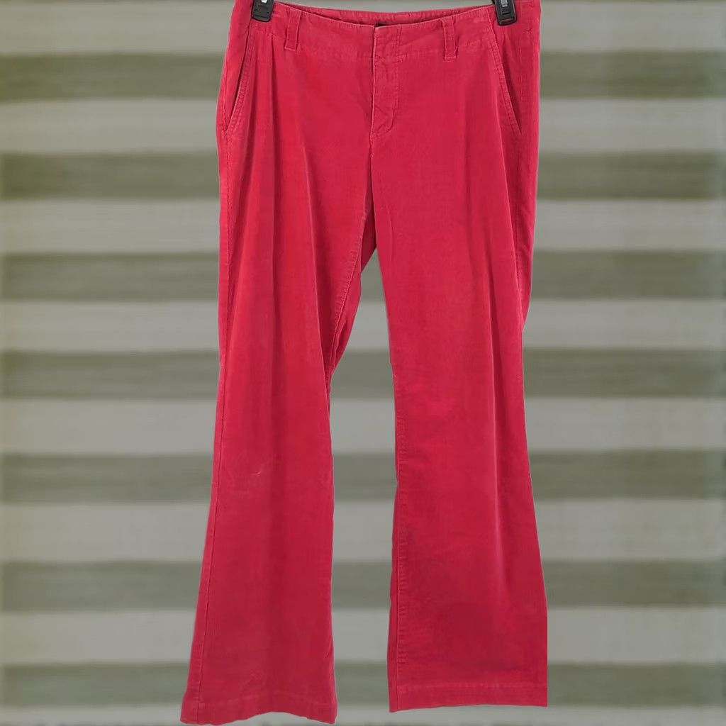 Express Express corduroy mid rise pants 10 pink coral flare bootcut pockets 33"W 31"IN Women Size 32" / US 10 / IT 46 - 1 Thumbnail