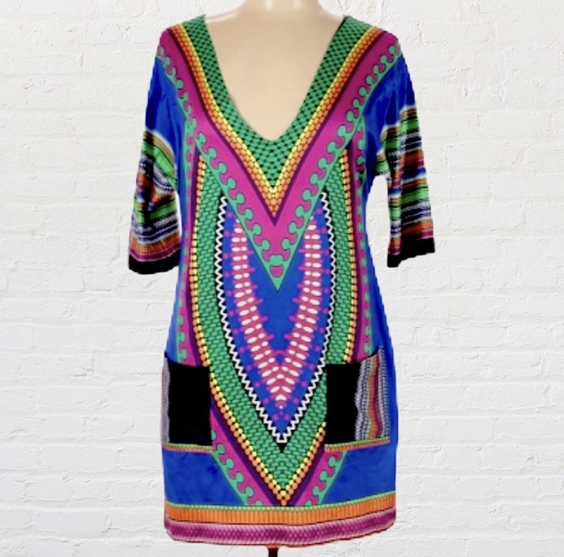 Other FUTURINO BOHO STYLE MINI DRESS WITH FRONT POCKETS Size L / US 10 / IT 46 - 1 Thumbnail