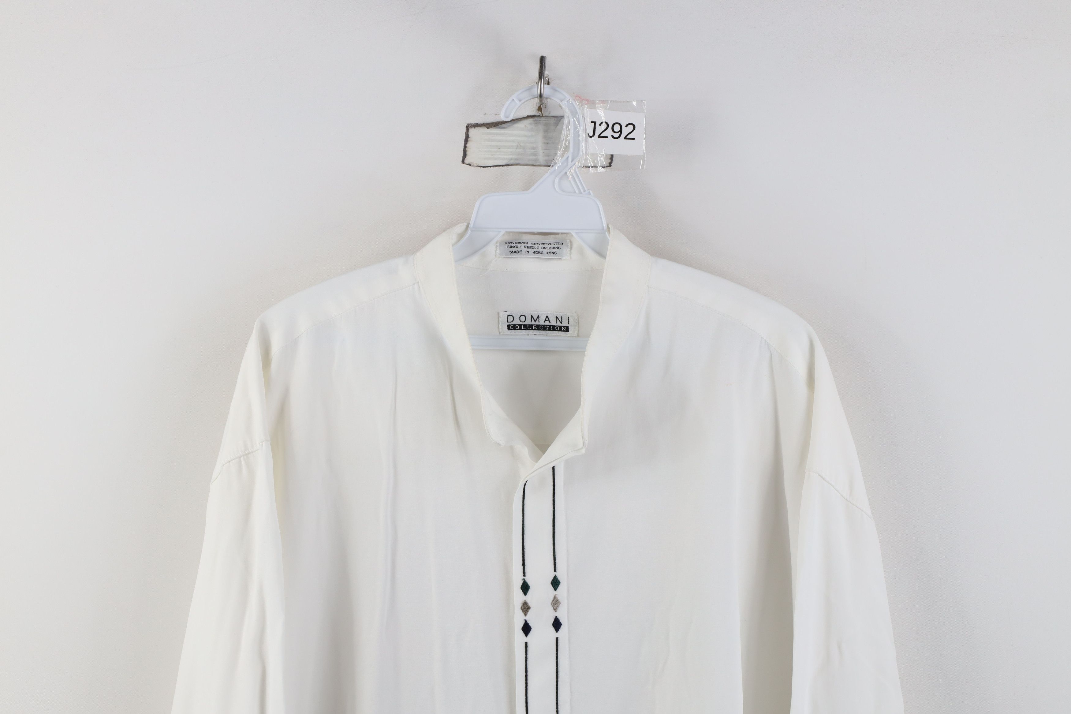 Vintage Vintage 90s Streetwear Geometric Band Collar Button Shirt Size US L / EU 52-54 / 3 - 2 Thumbnail
