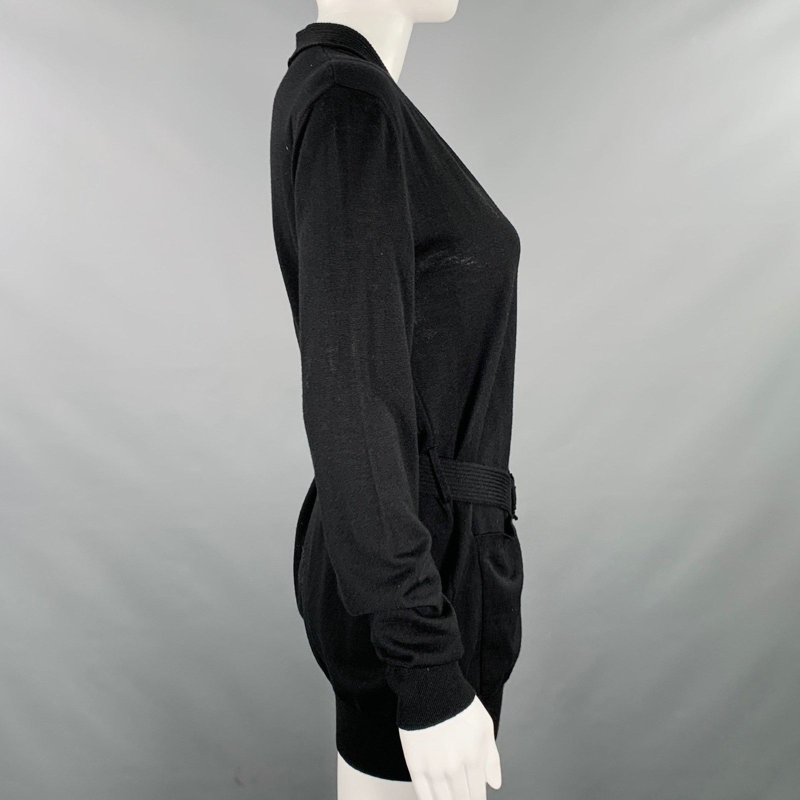 Jean Paul Gaultier JEAN PAUL GAULTIER Size M Black Knit V-Neck Belted Pullover Size M / US 6-8 / IT 42-44 - 3 Thumbnail