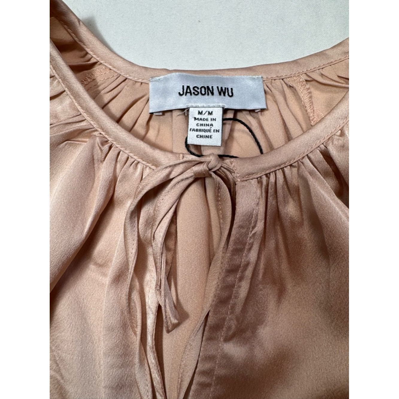 Jason Wu NWT New Jason Wu Tie Front Long Sleeve Satin Blouse In Rich Size M / US 6-8 / IT 42-44 - 6 Thumbnail