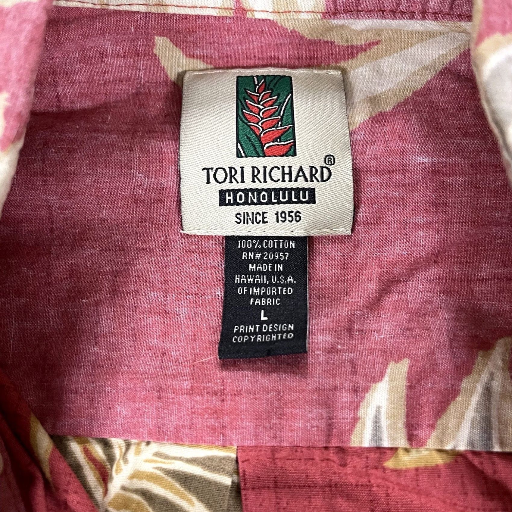 Tori Richard Tori Richard Shirt Mens L Pink Men Honolulu Hawaiian Button AOP Leaf Floral Size US L / EU 52-54 / 3 - 7 Thumbnail