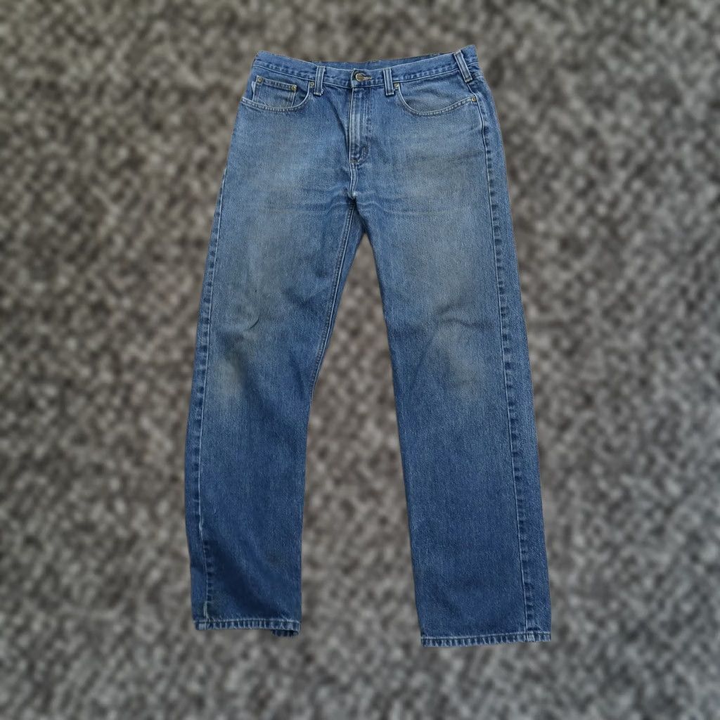 Carhartt VINTAGE Carhartt B460 Relaxed Straight Jeans Mens 36x34 Distressed Denim workwear Blue 80s 90s Grunge Rock Mens Size US 36 / EU 52 - 1 Thumbnail