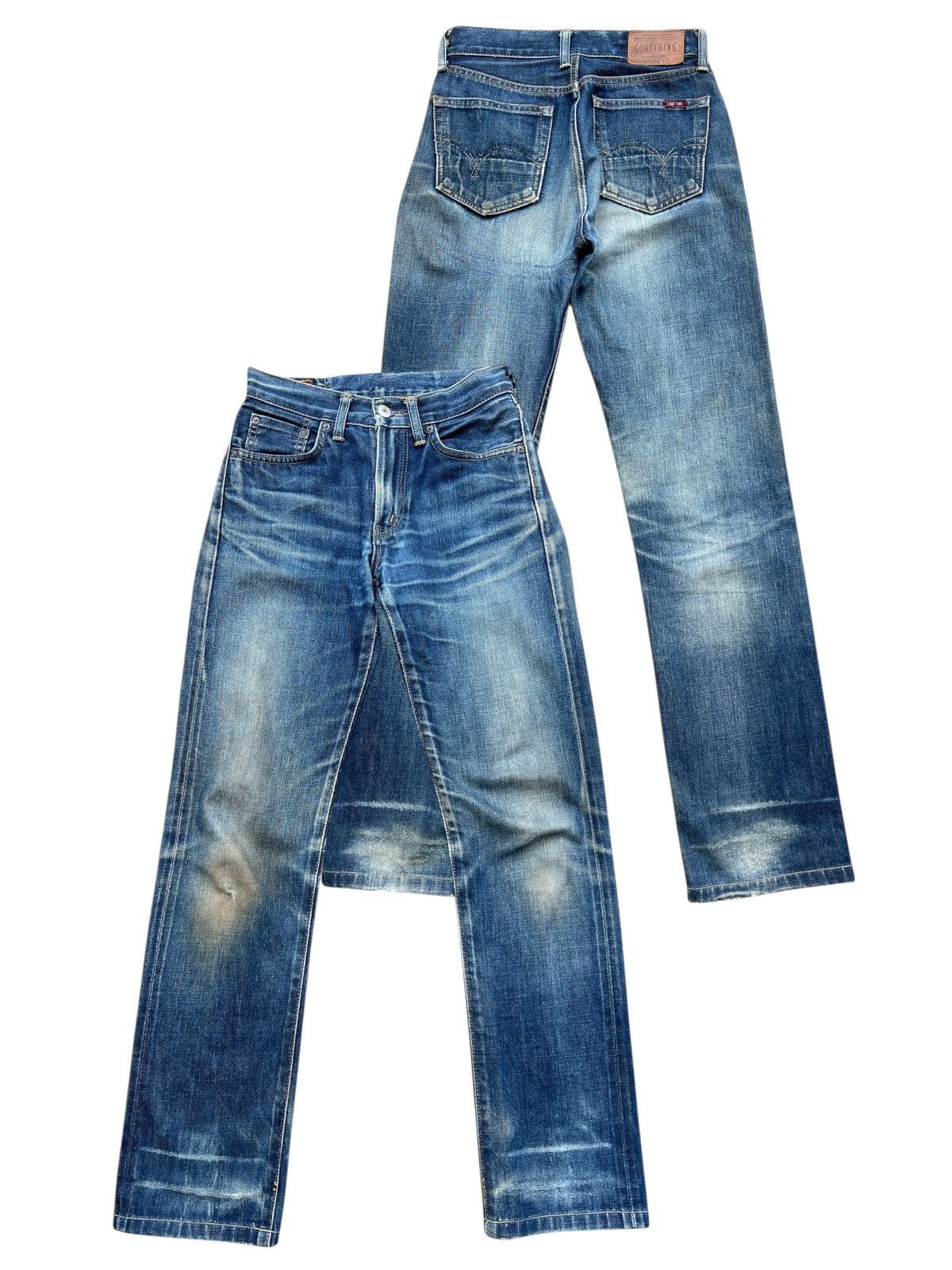 Vintage Vtg Something Edwin Distressed Selvedge Denim Jeans 26x29 Size 26" / US 2 / IT 38 - 1 Thumbnail